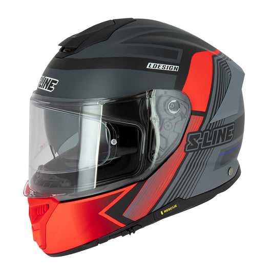 casque moto intégral noir et rouge au design sportif pour homme