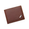 petit portefeuille homme cuir marron style classique avec badge décoratif discret