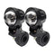 2 phares LED noirs additionnels pour moto custom avec fixation universelle et lentille bombée
