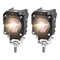 Phares LED moto longue portée noir robustes avec fixation, lot de 2, éclairage haute puissance