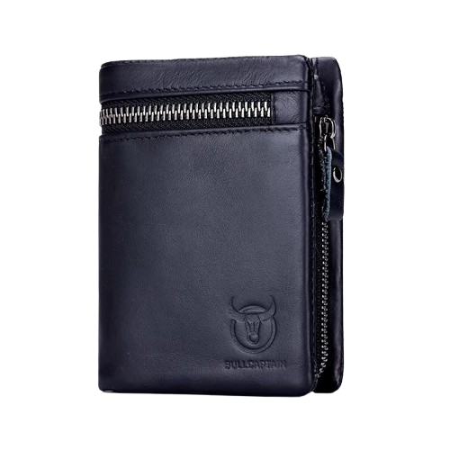 portefeuille homme cuir noir avec fermeture classique et design élégant