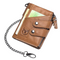 portefeuille homme en cuir marron clair avec chaîne de sécurité et fermeture zippée pratique
