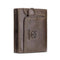 Portefeuille homme en cuir marron avec languette et couture vintage – format vertical et compartiments multiples