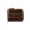 portefeuille homme en cuir marron avec fermeture zippée et finitions vintage