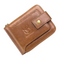 portefeuille homme en cuir marron clair avec fermeture éclair et bouton-pression Bullcaptain