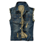 Gilet in denim da motociclista strappato - Vignette | Boutique biker