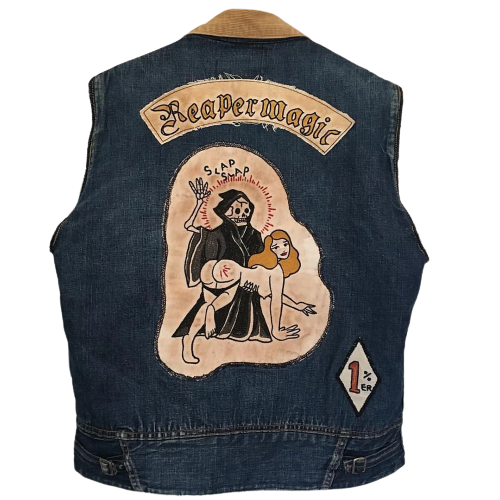 Patchs Personnalisés Pour Gilet Motard - Ensemble 5 Pièces - Broderie Tissu, Dos Thermocollant - Noir