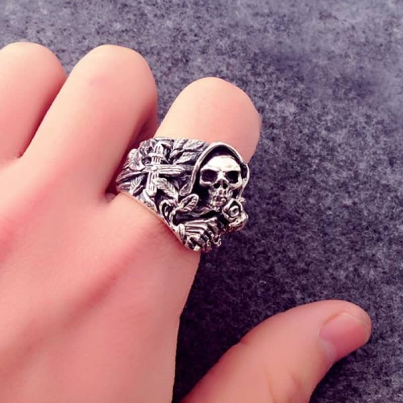 Bague Tête De Mort Viking - Cuivre, Taille 8, Unisexe, Style Punk Rétro, Couleur Argenté