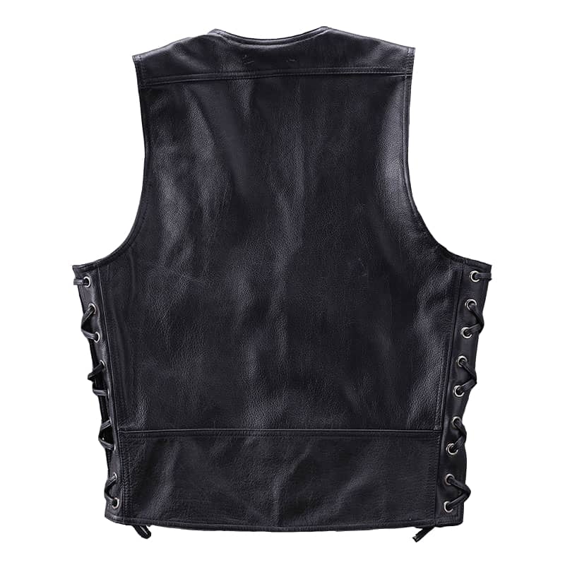MDM Leder Haus Gilet Tessile Nero – In Poliammide, Con Tre Chiusure Metalliche, Tasche Applicate E Interne, Ideale Per Personalizzazioni