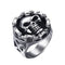 Bague biker en acier avec crâne et chaîne pour motard