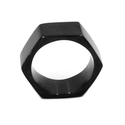 Bague boulon en acier inoxydable noir pour homme et femme, style industriel motard