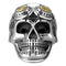 Bague crâne pour homme style biker avec lunettes dorées