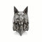 Bague tête de loup homme en acier inoxydable style biker et design géométrique
