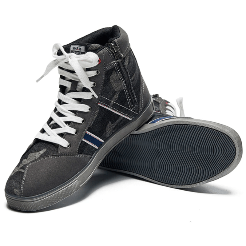 baskets moto camouflage pour homme au style urbain avec semelle antidérapante et renfort sélecteur