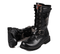 bottes de moto biker pour homme avec tête de mort métallisée, chaînes décoratives et semelle antidérapante, style rebelle affirmé