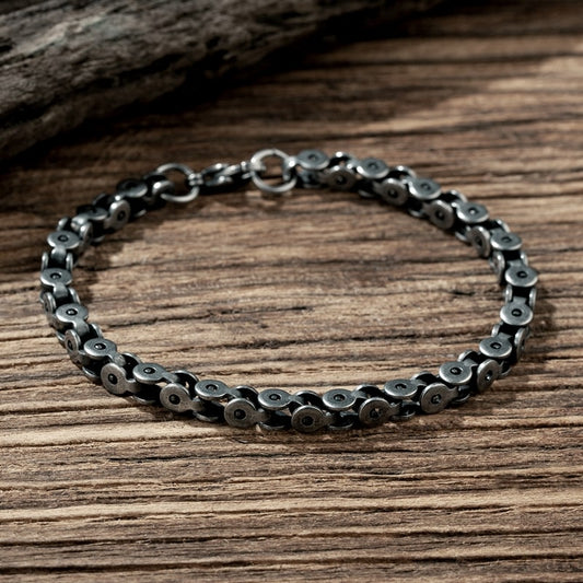 Bracelet biker en acier - Petite maille