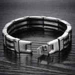 Bracciale biker nero e argento - Vignette | Boutique biker