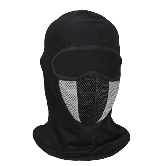 Cagoule moto avec cache nez pour biker en polyester respirant, coupe-vent et anti-UV, confortable et extensible, disponible en plusieurs couleurs, unisexe et compatible casque