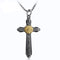 Collier croix pour homme biker en acier inoxydable avec œil doré protecteur