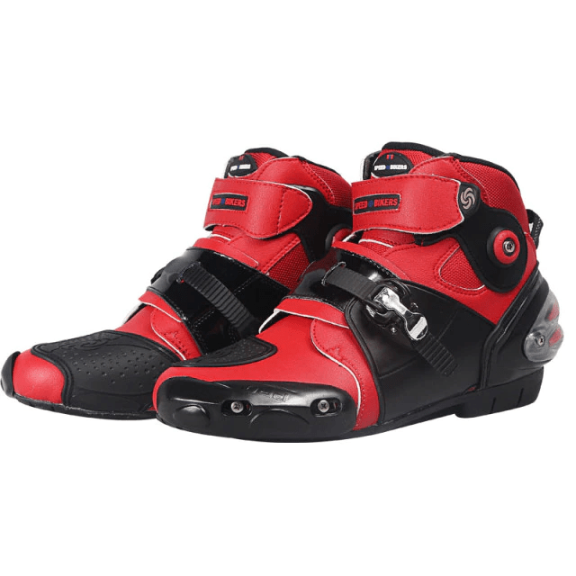 🔖 Balise ALT optimisée SEO :
demi-bottes de moto pour femme en cuir PU, nylon et polyester, avec boucle rapide, renfort sélecteur et semelle antidérapante