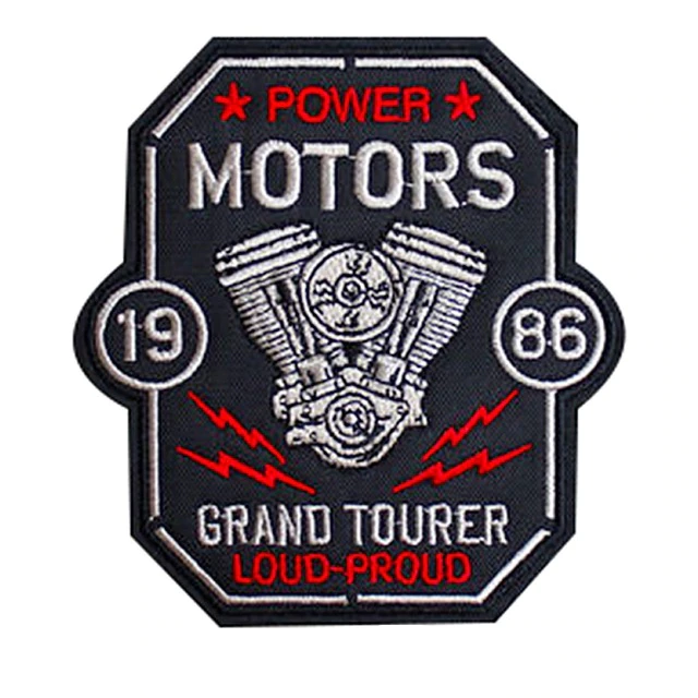 écusson biker harley noir et rouge brodé 3D moteur à coudre sur veste moto