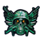 Écusson brodé 3D pour biker avec crâne militaire, masque à gaz et design apocalypse vert – accessoire à coudre pour veste ou sac