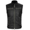 Gilet biker homme en cuir de vachette noir avec fermetures éclair robustes et poches extérieures pour motard