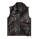 Gilet da motociclista in pelle marrone - Vignette | Boutique biker