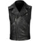 Gilet motard pour homme en cuir de vachette noir avec poches et coutures renforcées
