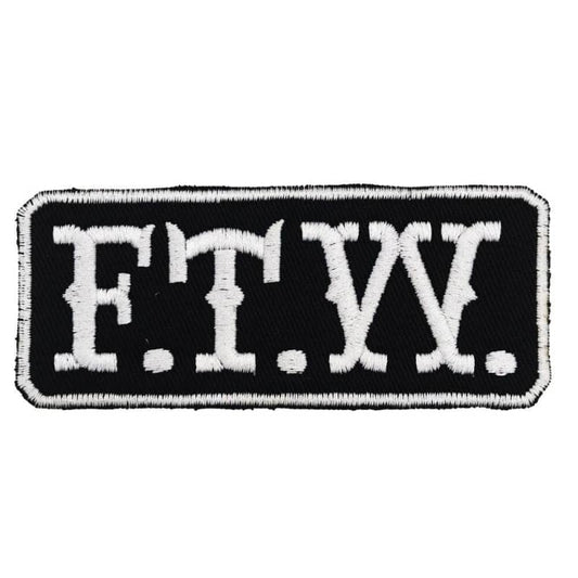 Patch FTW biker brodé 3D noir et blanc à coudre sur veste motard