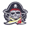 Patch biker pirate 3D brodé à coudre sur veste moto, gilet ou sac – motif crâne sabres croisés
