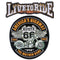 Patch biker Route 66 brodé en 3D avec moto custom et ailes, design vintage pour veste ou blouson moto