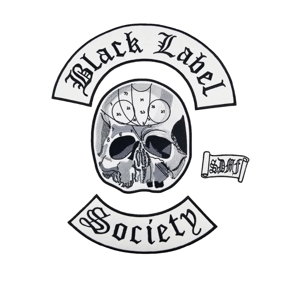 Patch Black Label Society brodé 3D avec crâne à coudre sur veste ou sac style biker