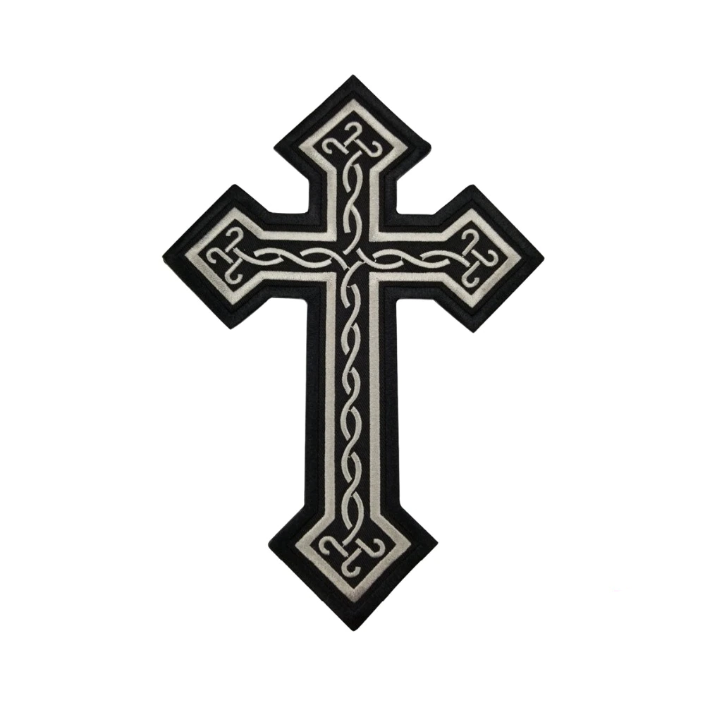 Patch croix celtique brodé 3D à coudre pour biker