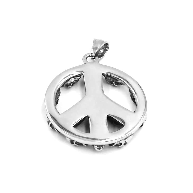 Collier Peace Sign En Acier Inoxydable - Style Gothique, Punk, Rock, Unisexe - Cadeau Idéal Pour Amoureux De La Paix Et Motards - 8
