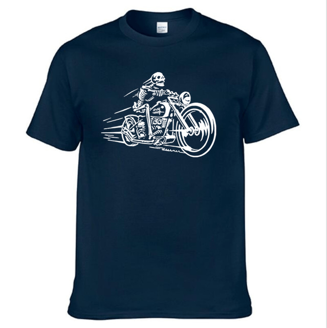 Tee-shirt-biker-harley-bleu
