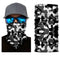 Tour de cou moto camouflage noir et blanc, léger et respirant, protection efficace contre le vent, la poussière et les intempéries, idéal pour motards urbains et aventuriers.