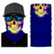 Tour de cou moto homme bleu motif tête de mort néon multicolore, tissu respirant et léger, protection efficace contre le vent, la poussière et le froid, style urbain et audacieux.