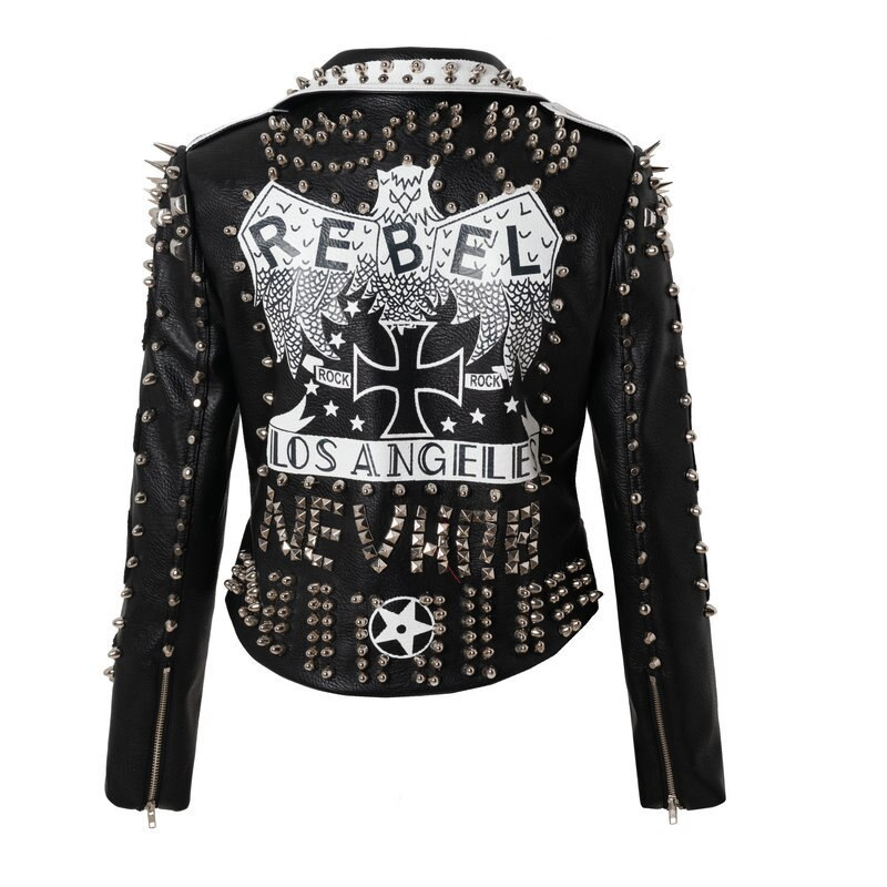 Veste En Simili Cuir Noir Love Tree – Fermeture éclair Et Quincaillerie Dorée | Taille S