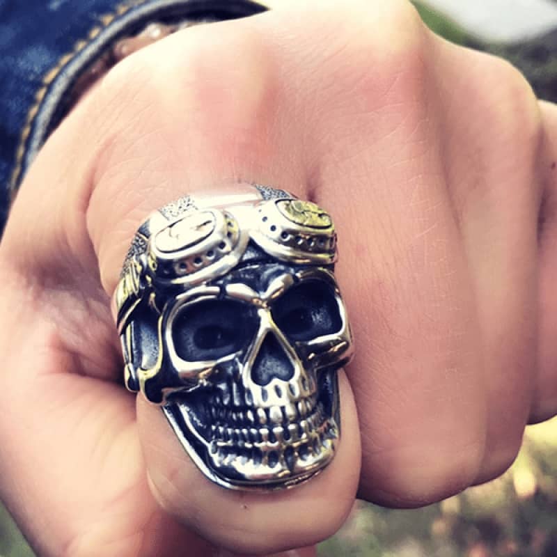 Bague Style Biker pour Homme en Argent Massif