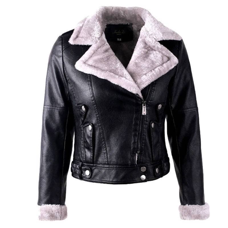 Fur Manteau Fourrure Cuir Femme Blouson Veste En Simili Cuir