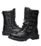 bottes de moto biker pour homme noires avec boucles métalliques et semelle antidérapante, style rock et gothique
