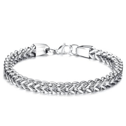 Bracelet homme biker en acier inoxydable 316L style chaîne moto argentée
