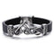 Bracelet biker homme avec moto en acier et cuir d'agneau noir