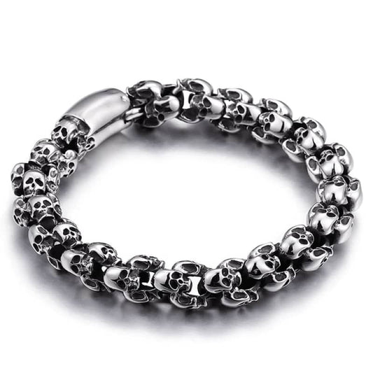 bracelet tête de mort en acier inox pour homme style biker