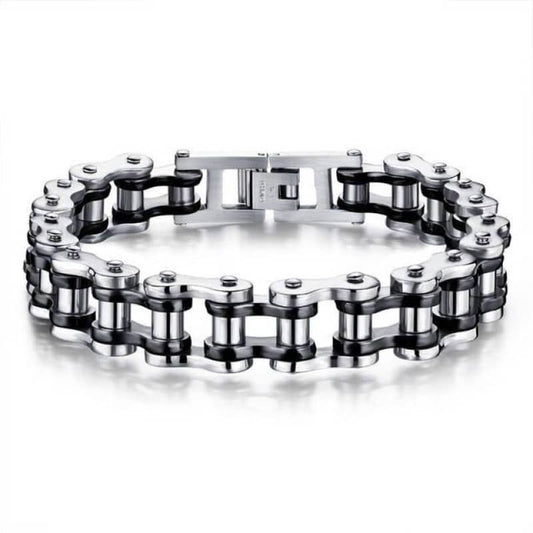 bracelet chaîne de moto noir pour homme en acier inoxydable style biker