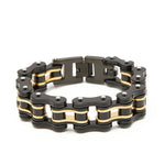 Bracciale da motociclista con catena da motocicletta nera e oro - Vignette | Boutique biker