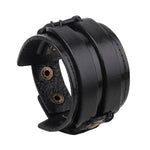 bracciale biker largo in pelle nera - Vignette | Boutique biker