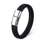 Bracciale da motociclista in pelle intrecciata nera - Vignette | Boutique biker