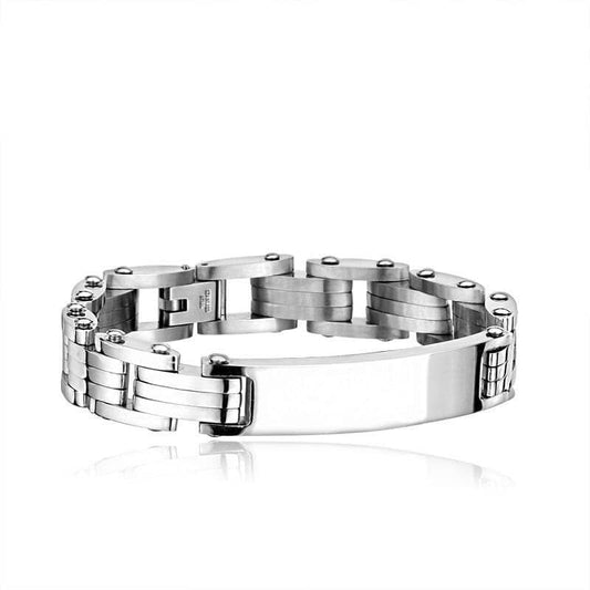 Bracelet homme gourmette style chaîne moto en acier inoxydable 316L
